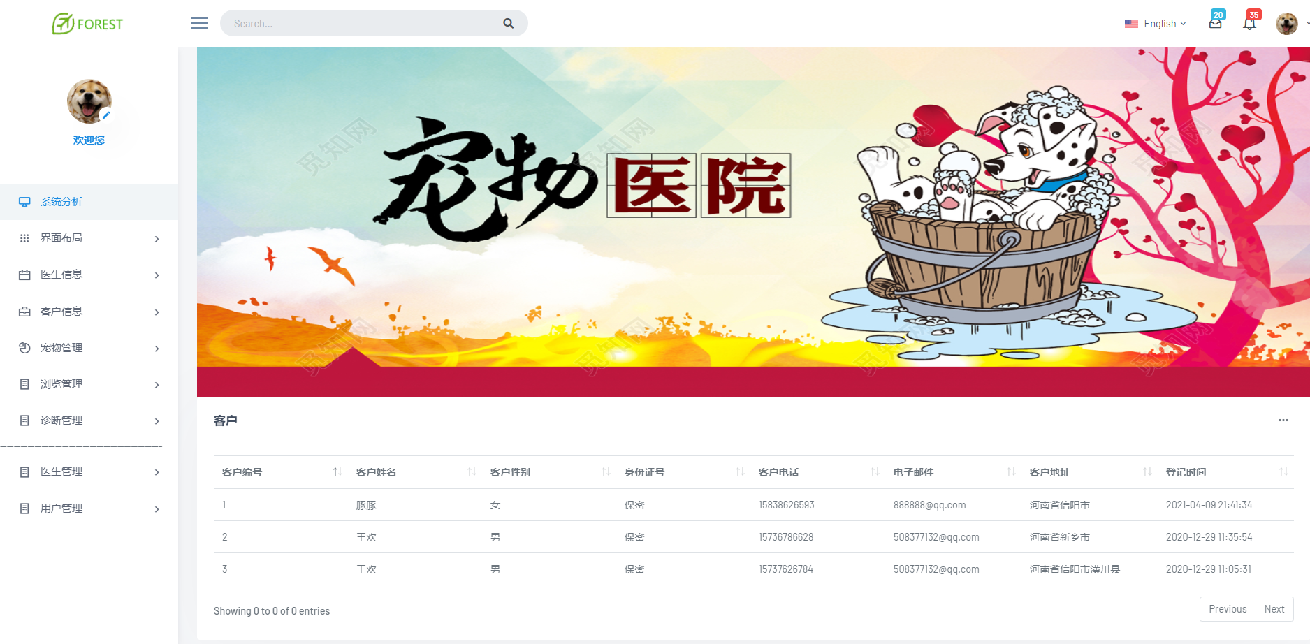 宠物医院管理系统主图