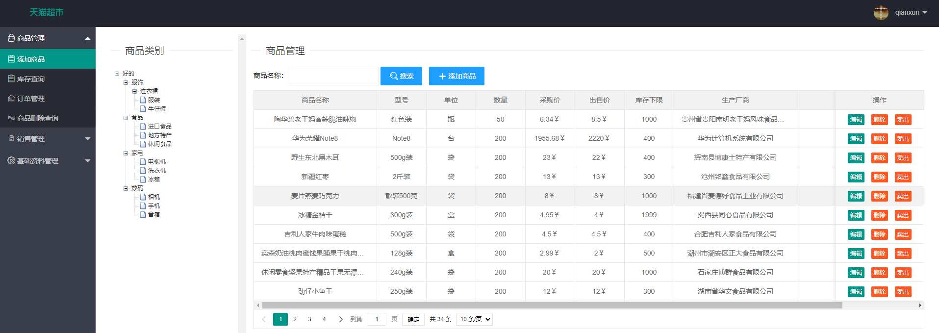基于SSM的超市管理系统主图